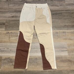 Pacsun Eco Tan & Brown Paneled Mom Jeans Color Block High Rise Women’s Size 28